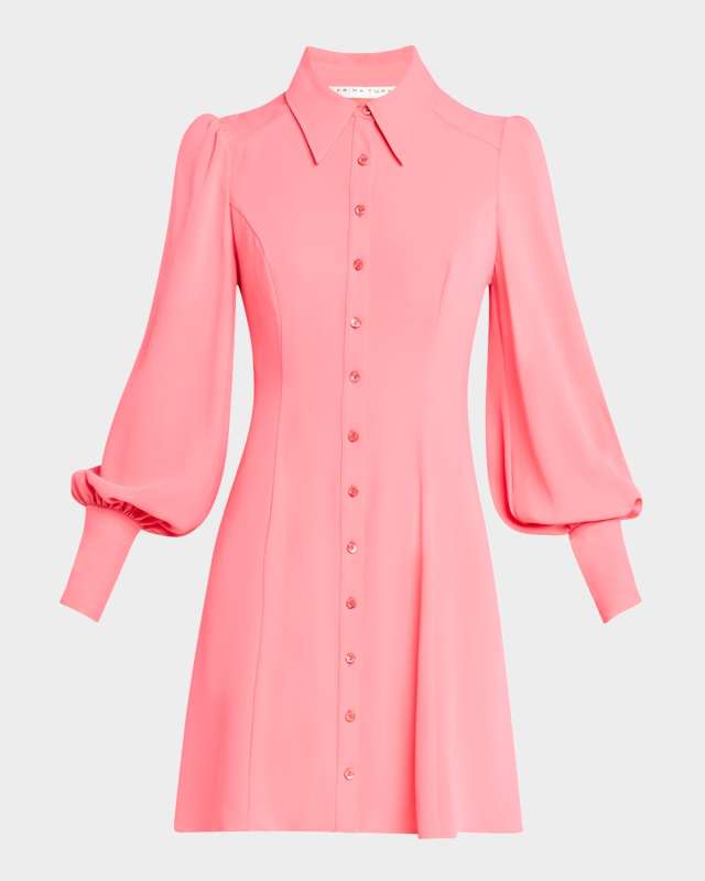 Lanea Bishop-Sleeve Mini Shirtdress